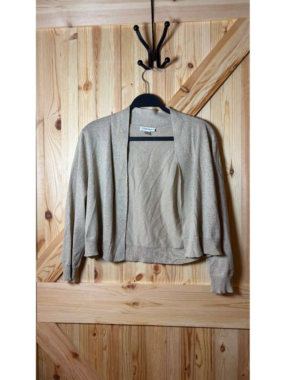Calvin Klein gold shimmer open front cardigan
